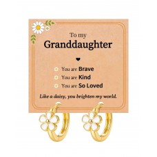BxkSky Hoop Daisy Earrings for Little Girls 8-12 Kids Granddaughter Gifts F-Daisy-E hoop-GD