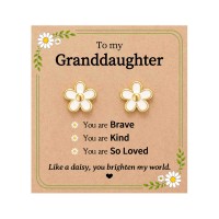 BxkSky Flower Earrings for Little Girls Kids Ages 8-12 Hypoallergenic F-Daisy-E-Granddaughter