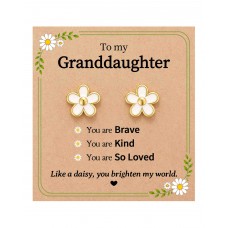 BxkSky Flower Earrings for Little Girls Kids Ages 8-12 Hypoallergenic F-Daisy-E-Granddaughter