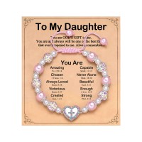 Daughter Gifts from Mom Christmas Graduation Birthday Easter First Communion Baptism Gifts for Daughter Bracelet SD-Cross heart FZQ-B-Dau
