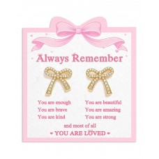 BxkSky Hypoallergenic Gold Stud Bow Earrings for Girls 8-12 Tween Teen Girl Gifts Trendy Stuff Cute Jewelry 10 12 14 9 11 Year Old Birthday 5th 8th Grade Preschool Prek Kindergarten Graduation Gifts SD-Gold CZbow-Always