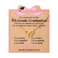BxkSky 5th Grade Graduation Gifts Decorations, Primary Elementary School Graduation Grad Graduate Gold Bow Necklace Class of 2026 Gifts