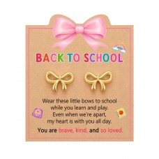 First Day of Kindergarten Back to School Earrings Essentials Gift for Girls SD-Gold bow-E-school