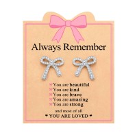 BxkSky Hypoallergenic Silver Cute Bow Earrings Tween Teen Girl Gifts Trendy Stuff Easter Basket Stuffers Graduation Gifts for Teens Teenage Girls Kids Jewelry 8 12 14 16 18 10 13 Year Old Birthday Christmas SD-Silver bow-B-Always