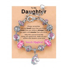 BxkSky Valentines Day Gifts for Daughter from Mom Christmas Graduation Birthday Gifts for Daughter Bracelet SD-Unicorn Charm-B-Dau