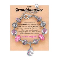 BxkSky Valentines Day Gifts for Kids Granddaughter from Grandma Unicorn Bracelets for Little Girls Jewelry 8 12 4 6 5 7 Year Old Birthday Christmas Gifts for Kid Girl Grandkids SD-Unicorn Charm-B-GD