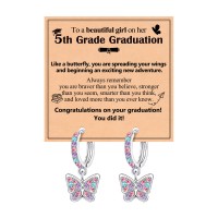 BxkSky 5th Grade Graduation Gifts Decorations, Primary Elementary School Graduation Grad Graduate Butterfly Hoop Earrings Class of 2025 Congratulations  SD-butterfly-E hoop-5th grad
