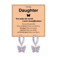 BxkSky Valentines Day Gifts for Daughter from Mom Christmas Easter Birthday Gifts for Daughter Earrings  SD-butterfly-E hoop-Daughter