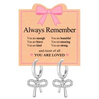 BxkSky Silver Hoop Bow Earrings for Girls 8-12 Hypoallergenic Tween Teen Girl Gifts Trendy Stuff Cute Jewelry 10 12 14 9 11 Year Old Birthday Graduation Gifts for Girls Easter Basket Stuffers T-Silver Bow-Always-E hoop01