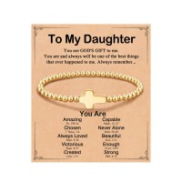 BxkSky Valentines Day Gifts for Daughter from Mom, Birthday Gifts for Adult Daughter Bracelet T-bead cross-B02-daughter
